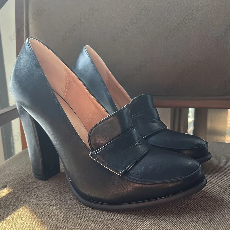 

Ronticool Handmade Elegant Black High Heels round Toe Pumps for Women Spring Party Shoes US plus Size 37 Spring Collection