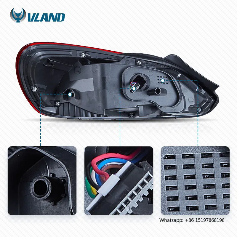 VLAND Luces traseras LED completas Luz trasera 2009-2014 3.a generación (de tercera generación) para VW Scirocco