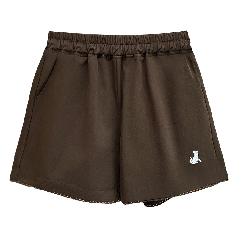 

Новые летние повседневные простые и свежие кружевные шорты с вышивкой для женской одежды больших размеров, шорты из стираного хлопка 100 кг, 676