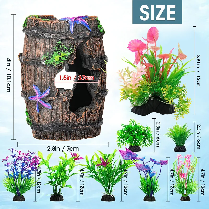 Aquarium fish tank landscaping decoration coral island conch shell barrel rockery resin simulation aquatic plants coral