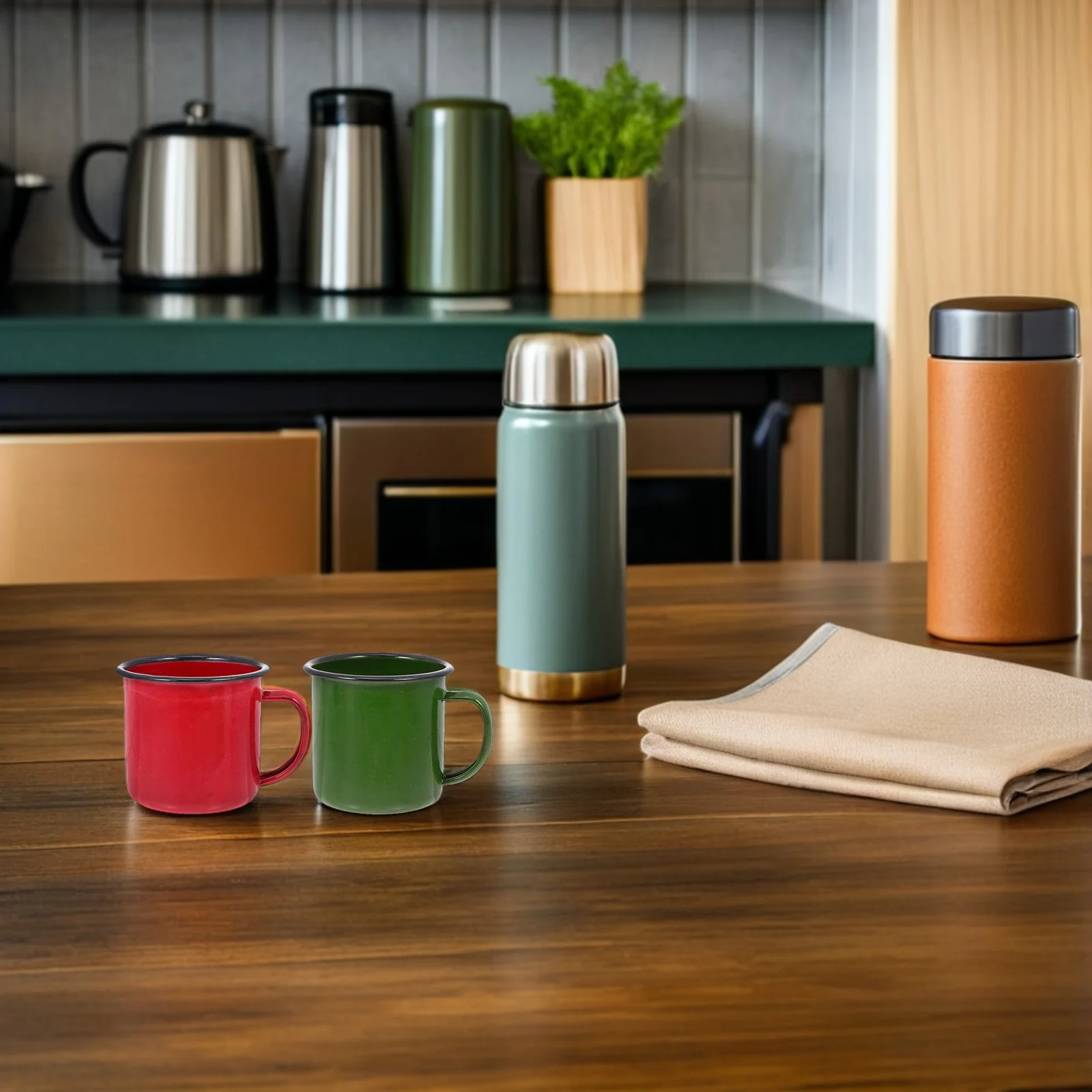 

4pcs Enamel Water Tea Mug Vintage Style Drinking Cup For Coffee Latte Camping Travel Office Home Use Retro Enamelware Mugs