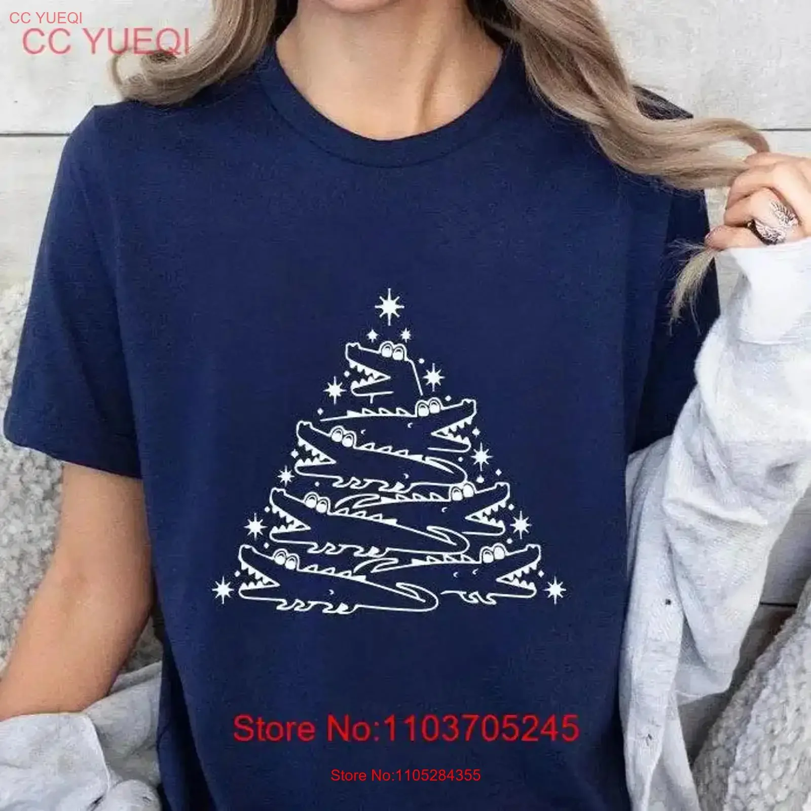 Christmas Alligator T Shirt Tree Aligator Funny Crocodile Animal Lover vintage Washed graphic Top For Everyday Wear Versatile