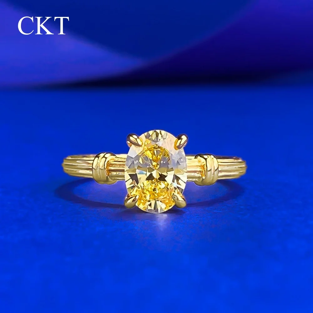 

CKT Charm 3ct Lab Moissanite Diamond Ring 100% Real 925 Sterling Silver Wedding Band Rings for Women Engagement Jewelry Gift