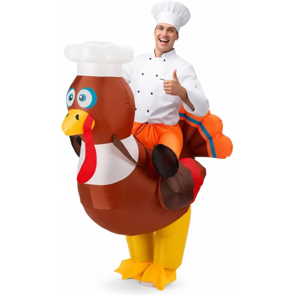

Thanksgiving Turkey Iatable Costume Adults Riding Football Chef Funny Blow up Costume Cosplay Outfit Halloween