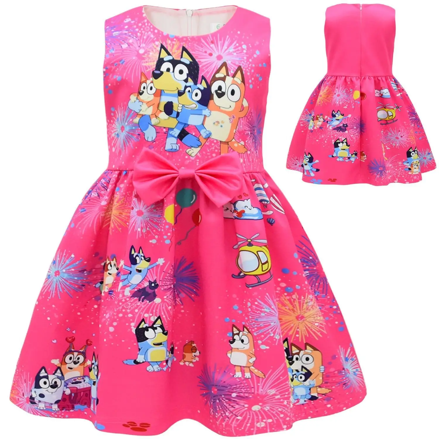 2024 Cartoon Bruy Children\'s Dress Bluey Pattern Children\'s Dress Girls\' Dress Sleeveless Princess Dress Summer