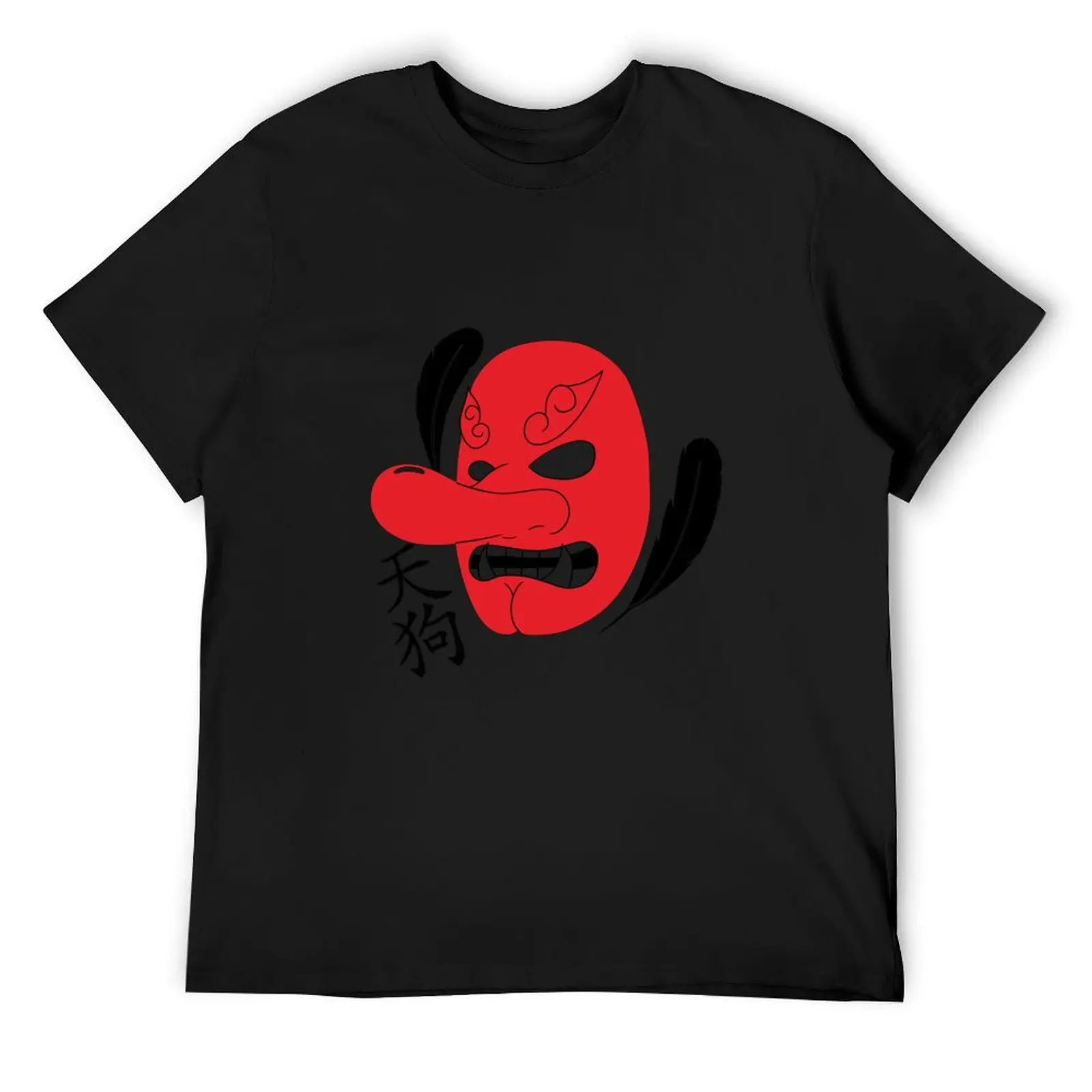 tengu mask black T-Shirt rapper graphic tees summer clothes oversized t shirt men