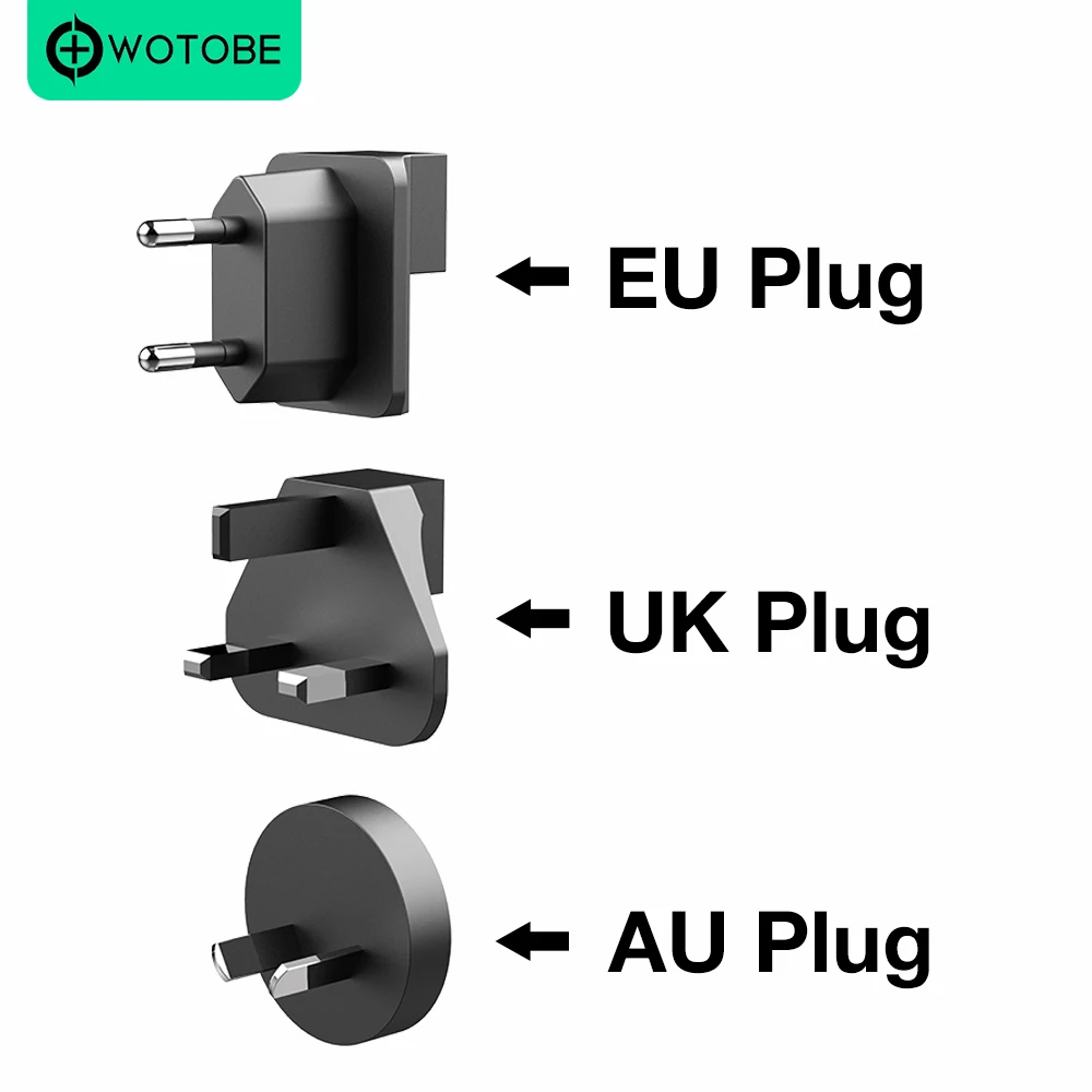 WOTOBEUS الاتحاد الأوروبي محول القابس ل WOTOBE 65 واط 130 واط 200 واط مهايئ شاحن الولايات المتحدة الاتحاد الأوروبي الاتحاد الأفريقي المملكة المتحدة استبدال دبوس محول السفر مآخذ #1