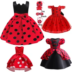 Girls Retro Dot Princess Dress Children Dot Cosplay Reddy Girls Little Beetle Costume Party Halloween Performance Fancy Dress