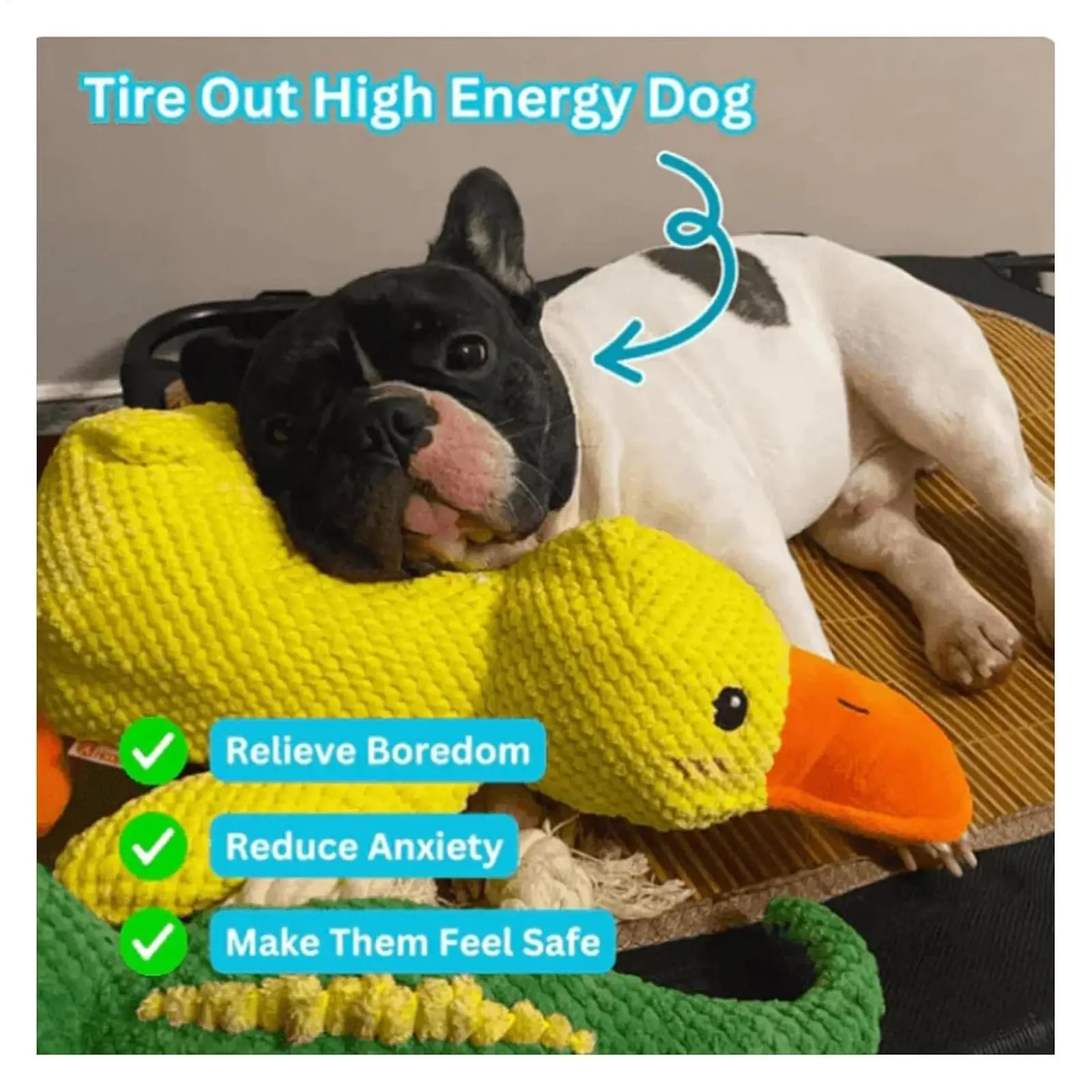 Calming Duck Toy for Dogs Squeaky Interactive Soft Comfort Teething Supplies Dog Toys Plush for Travel Beach Pool Park Yard