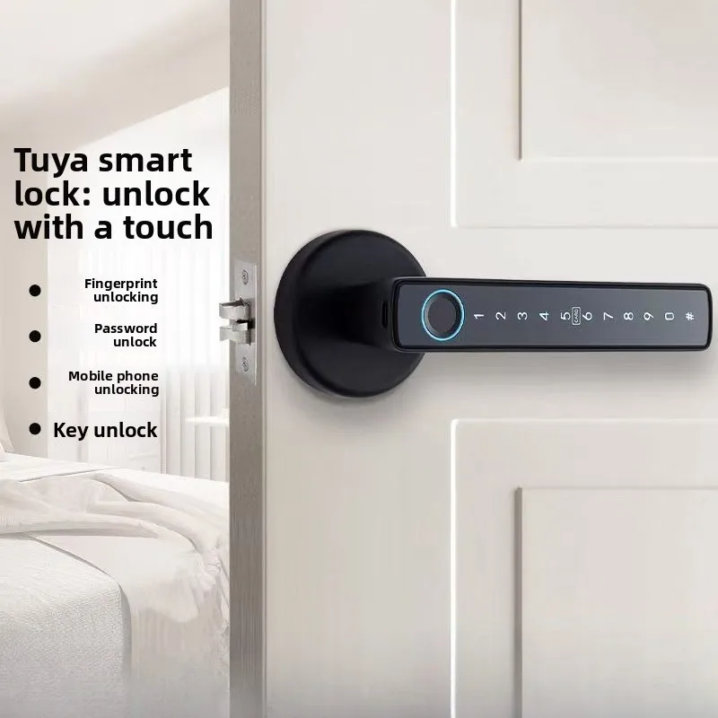 Bluetooth APP Control Smart Electronic Door Lock Fingerprint Password Digital Code Security Handle Lock for Home Entry