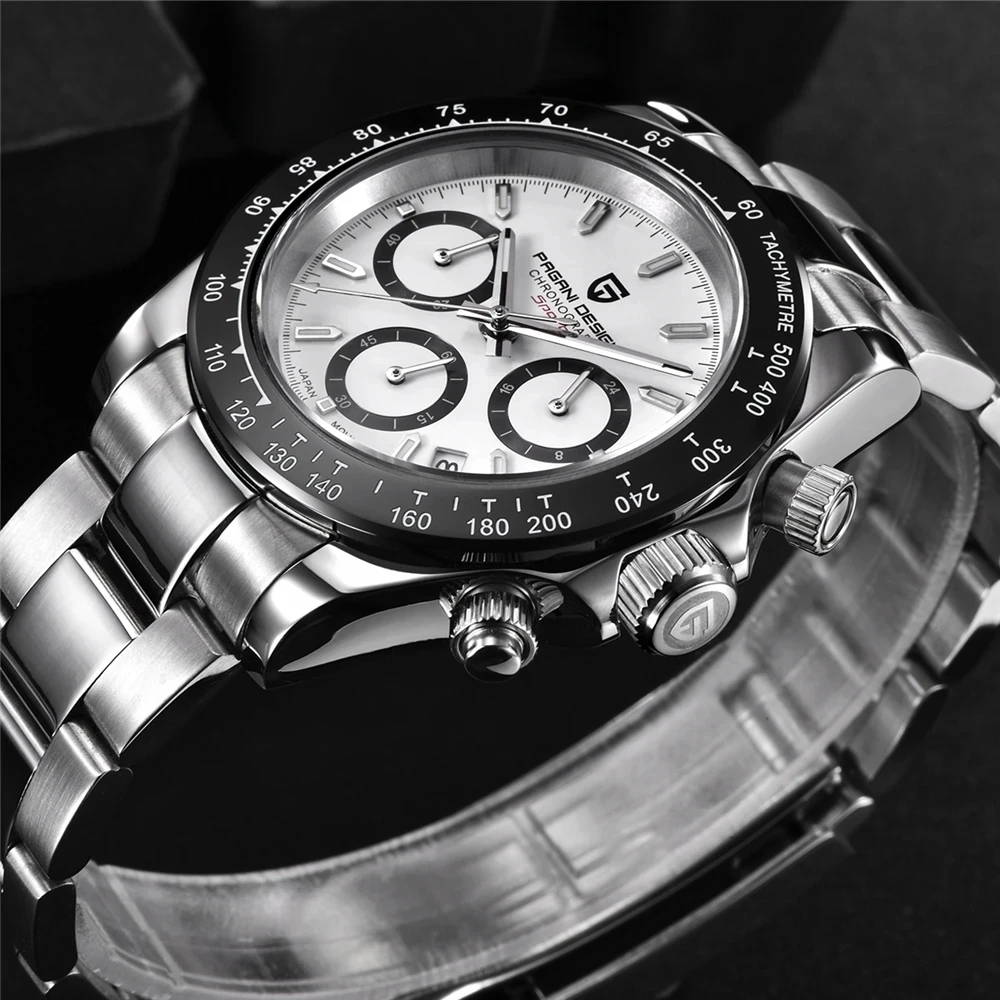 

PAGANI DESIGN Top Luxury Brand Men Watches 100M Waterproof Quartz Wristwatch Sport Chronograph AR Sapphire mirror VK63 All Steel