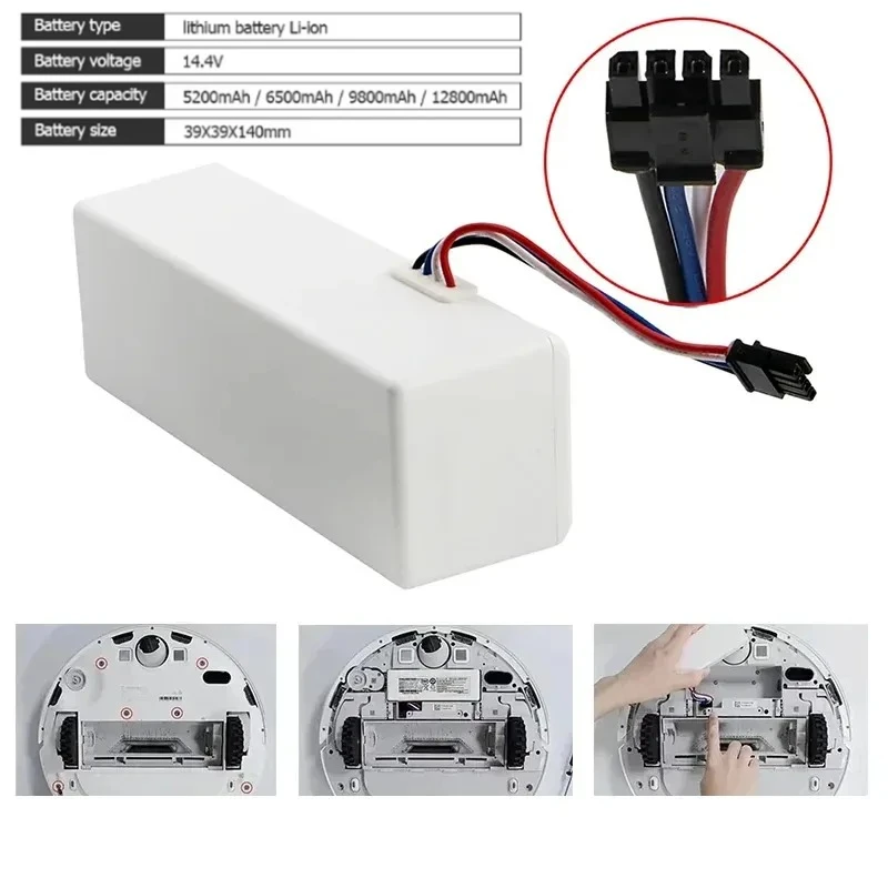 18650 14.4V 12800mAh P1904-4S2P-MM Battery for Xiaomi Mijia 1C STYTJ01ZHM Robot Vacuum Mop Cleaner Accessories Parts Original