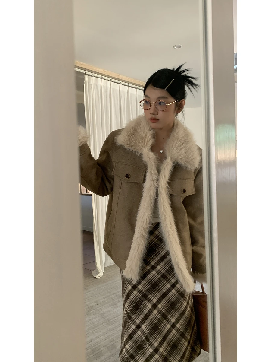 

Женское осенне-зимнее шерстяное пальто Red Celebri Studio с хлопковой подкладкой, средней длины, теплое, утолщенное, с длинными рукавами, на пуговицах