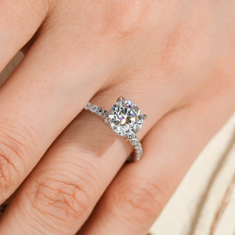 

Lnkry Certified GRA 2CT Solitaire Moissanite Rings 925 Sterling Sliver Engagement Halo Ring For Lovers' Bridal Jewely Gift