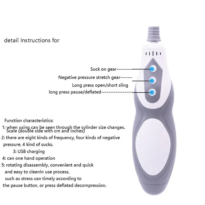 Electric Penis Vacum Pump Big Dick Erection Trainer Rechargeable Penis Enlargement Extend Pump Penis Enlarge Air Pressure Device