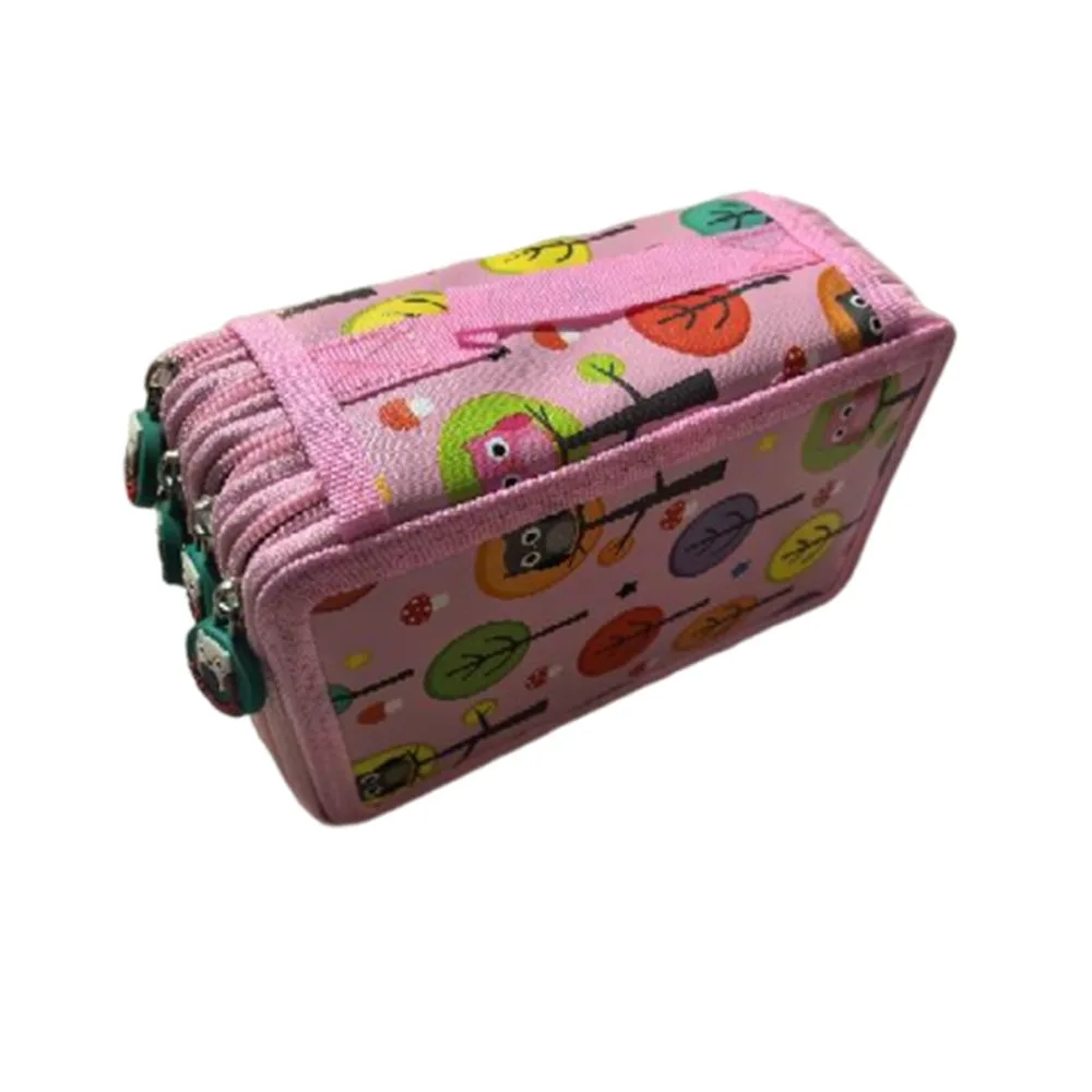 32/52/72 Hole Sketch Pencil Case Large Capacity Cartoon Pen Storage Bag Zipper Closure Multiple Compartments