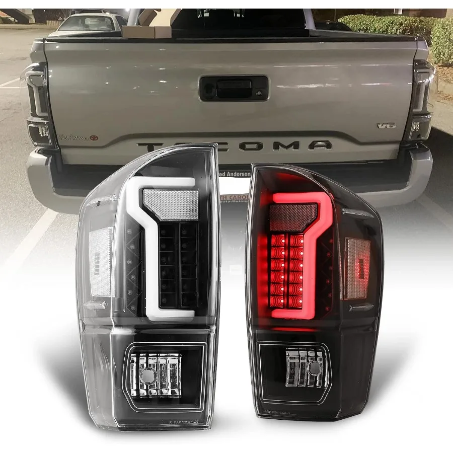 

Светодиодный задний фонарь в сборе для Tacoma 20162023 с эффектом поворота, черный корпус, прозрачные линзы, 1 пара, повышенная видимость