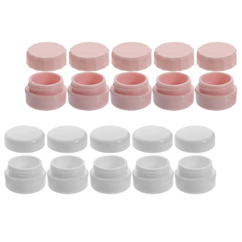 

10pcs Containers 3g Pink White Plastic Jars with Lids Refillable Packaging Boxes for Travel Butter Lotions Cream