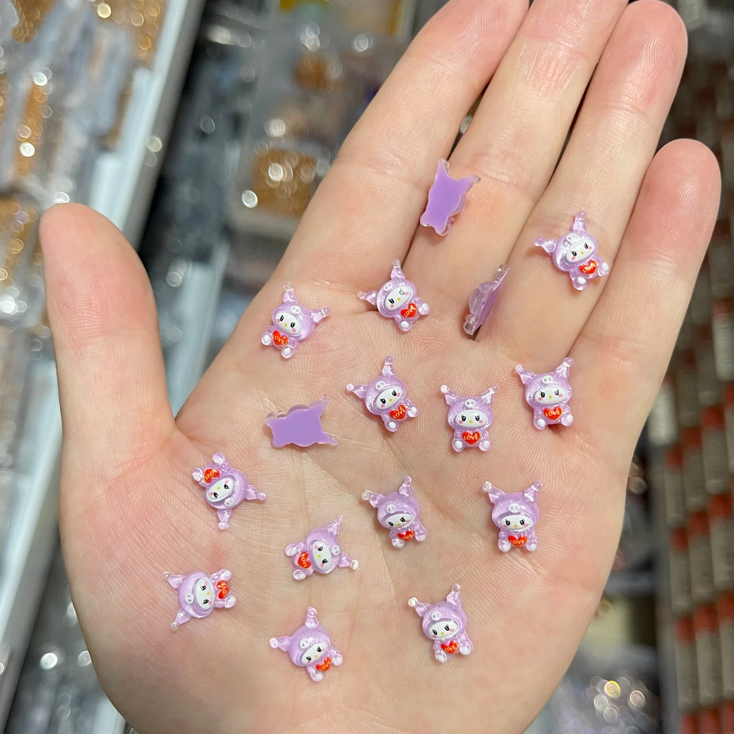 100 Stks/zak Diy Nagel Bedels Hello Kitty Kuromi Mini Steentjes Flatback Nagel Bedels Diy Ambachten Stenen Voor Manicure Tool