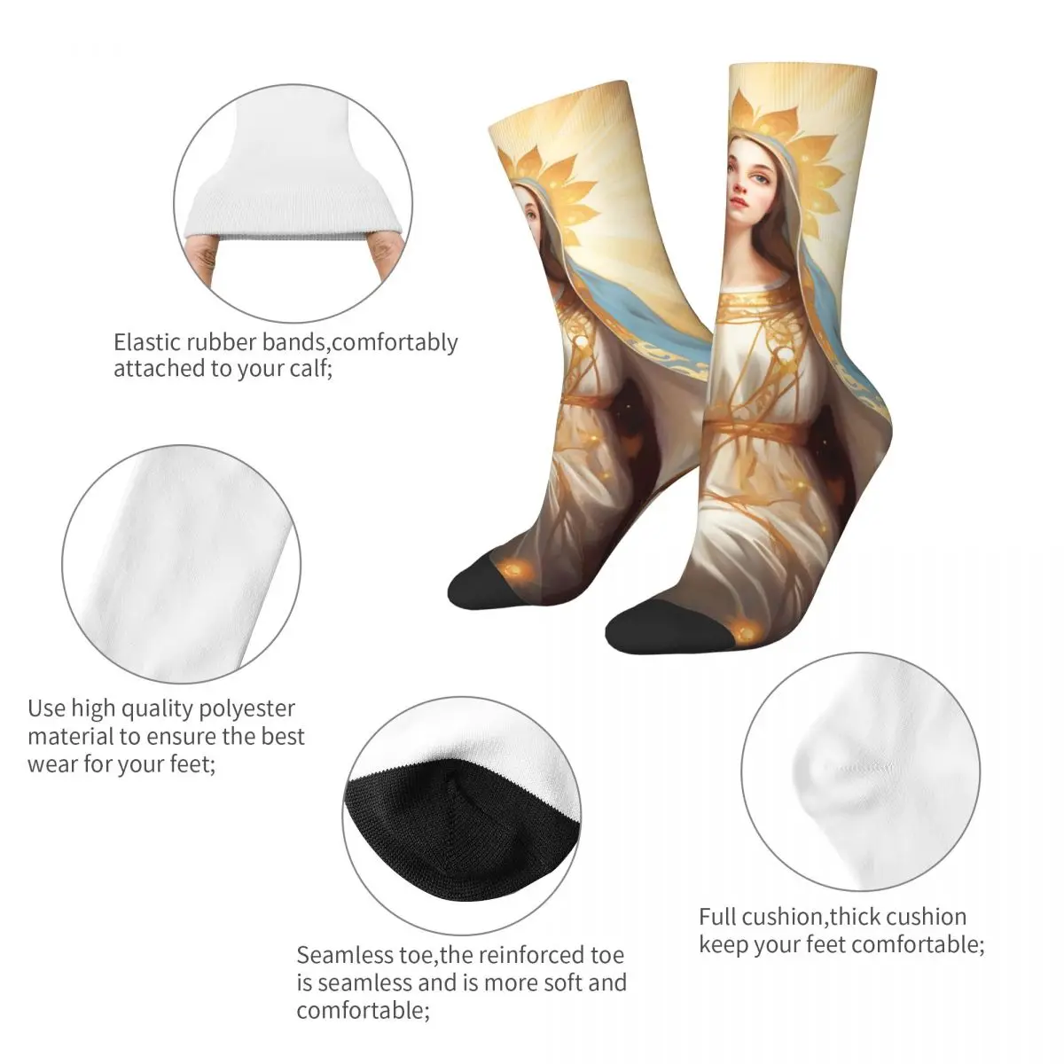 Bible Mary The Mother Of God Socks Merch For Men Women Catholic Saint Christ Flexible Socks Warm Best Gifts