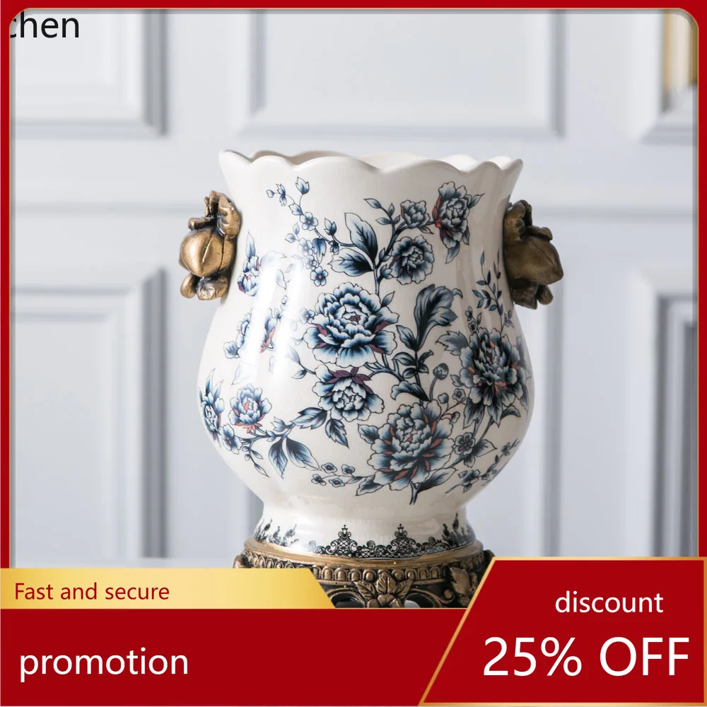 HXL Ceramic Vase Living Room High-end Flower Pot Flower Arrangement Ornament