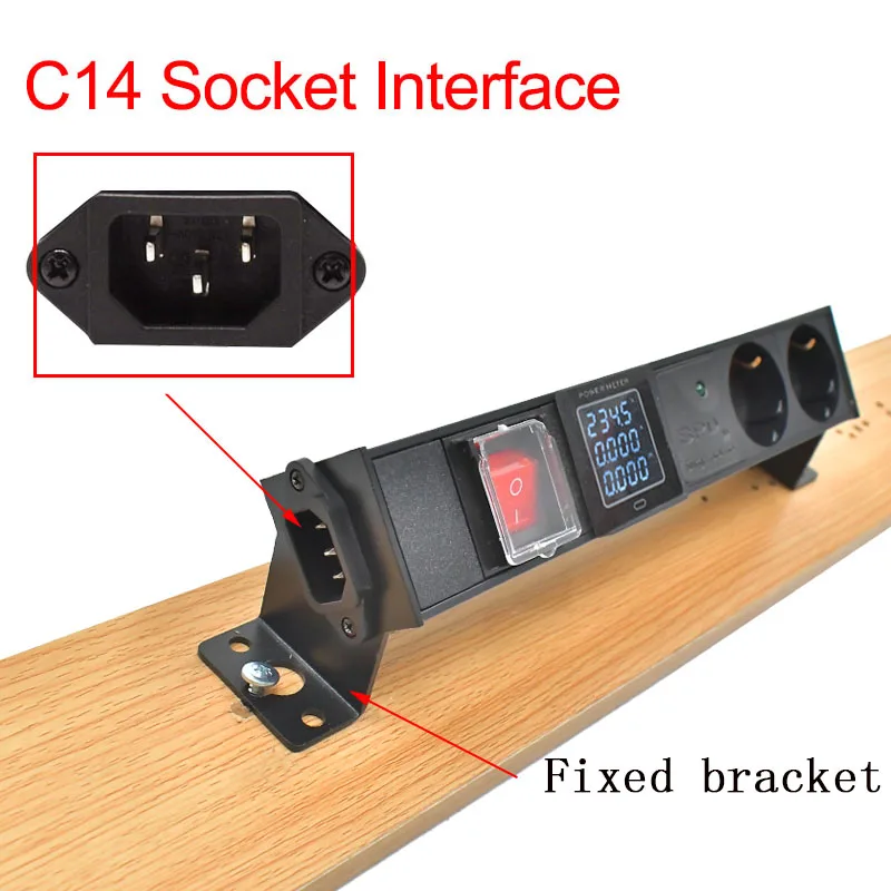 STRIDER RUI  PDU distribution board distribution unit C14 port desktop desktop EU  socket 1-9AC  with ammeter surge protection