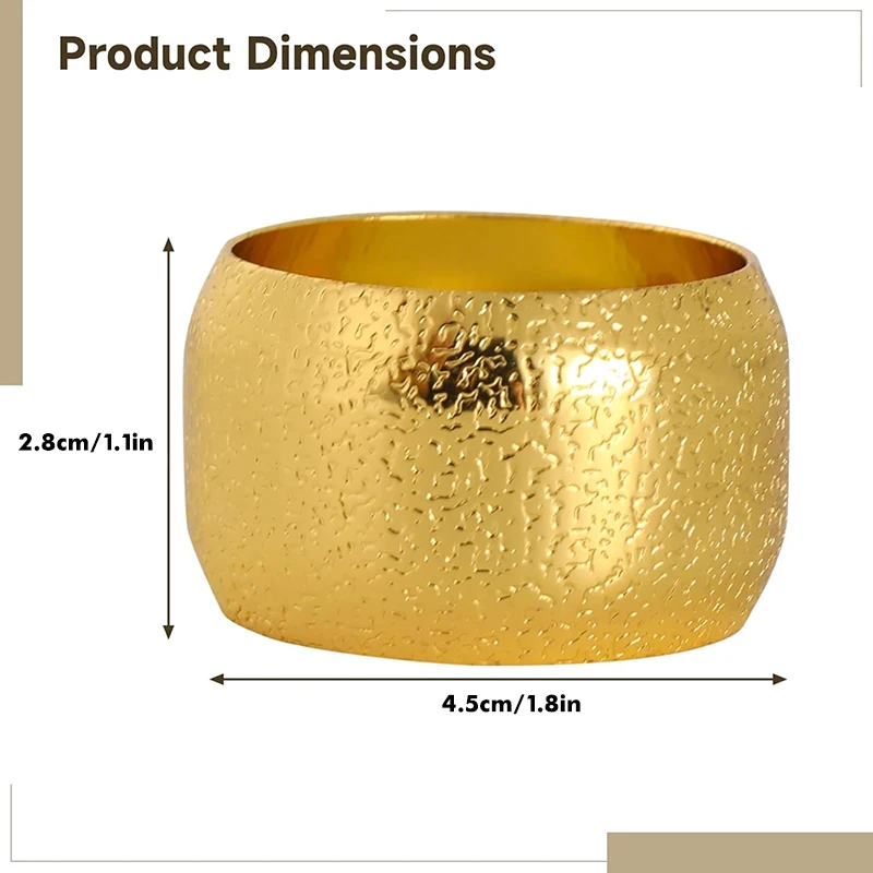 12Pcs Gold Napkin Rings, Metal Napkin Holders with Electroplated Finish, Decorative Table Setting for Parties, Banquets, Dinners