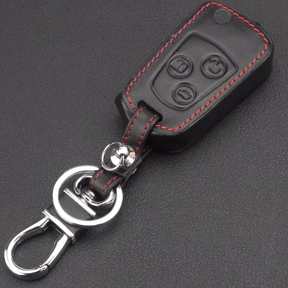 jingyuqin Remote 3 Buttons Uncut Refit Folding Flip Key Shell Cover Leather For Ford Focus KA Mondeo Fiesta Fob Case