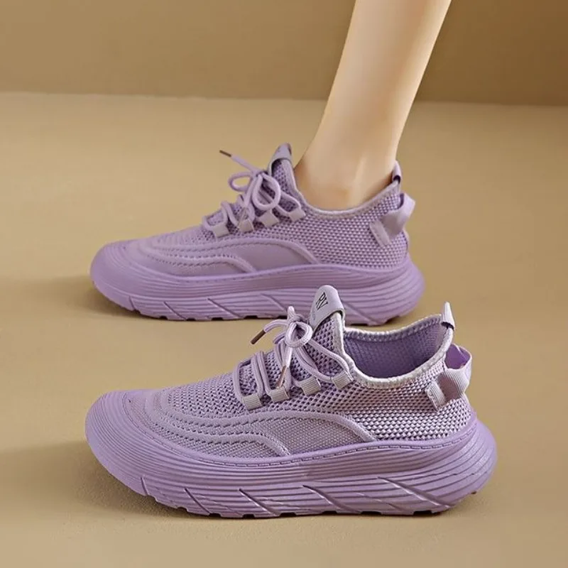 Slip on Women Running Shoes Thick Bottom Breathable Mesh Sneakers Summer Cushioned Gym Walking Trainers