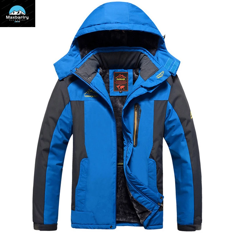 Winter Thicken Fleece Hiking Jackets Men Outdoors Waterproof Retro Parkas Mens Windbreaker Hunting Mountaineering Rain Jacket