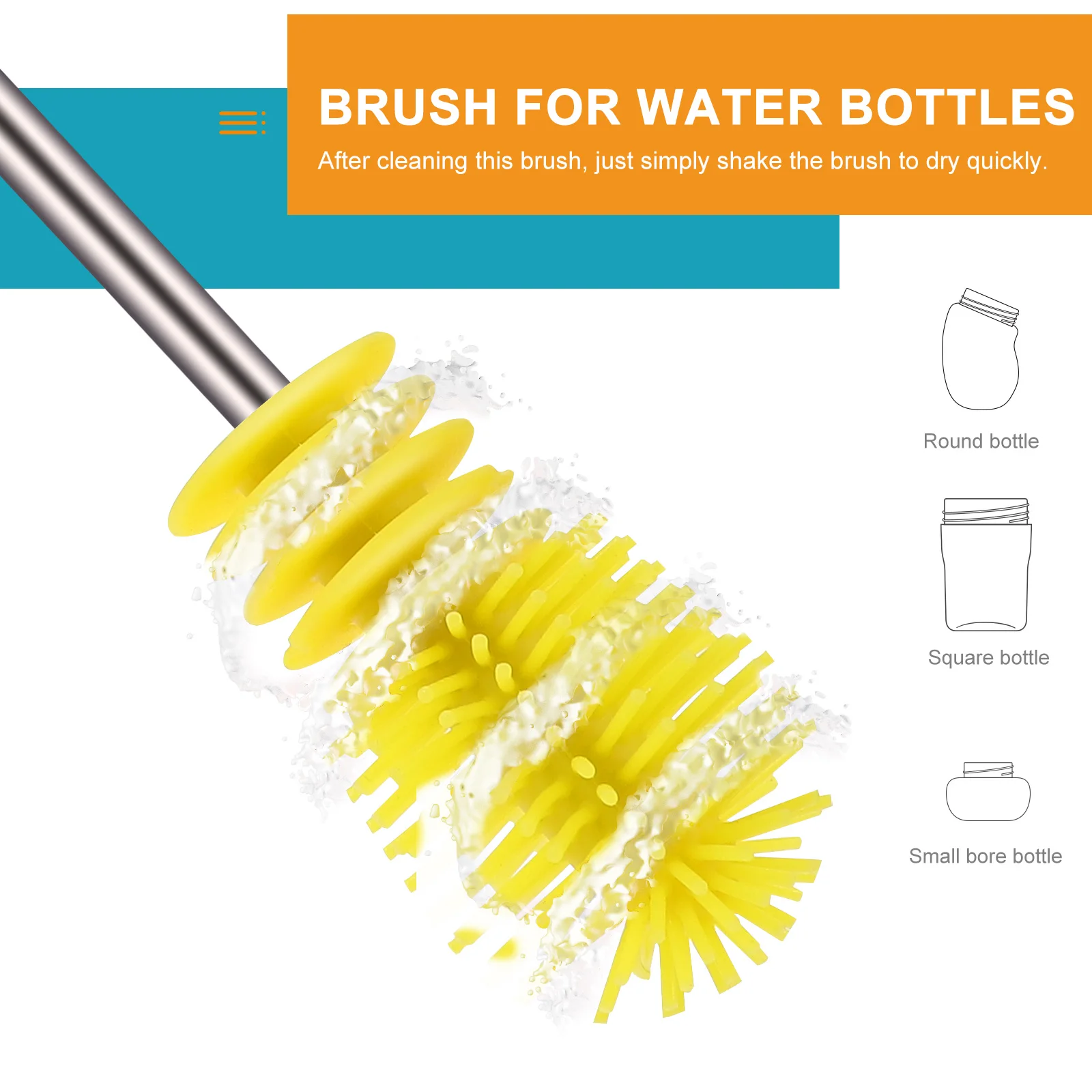 

1 pc Silicone Bottle Brush Yellow Long Handle 360 Degree Rotating Eco Friendly Cup Pacifier Cleaner Non Drying Storage