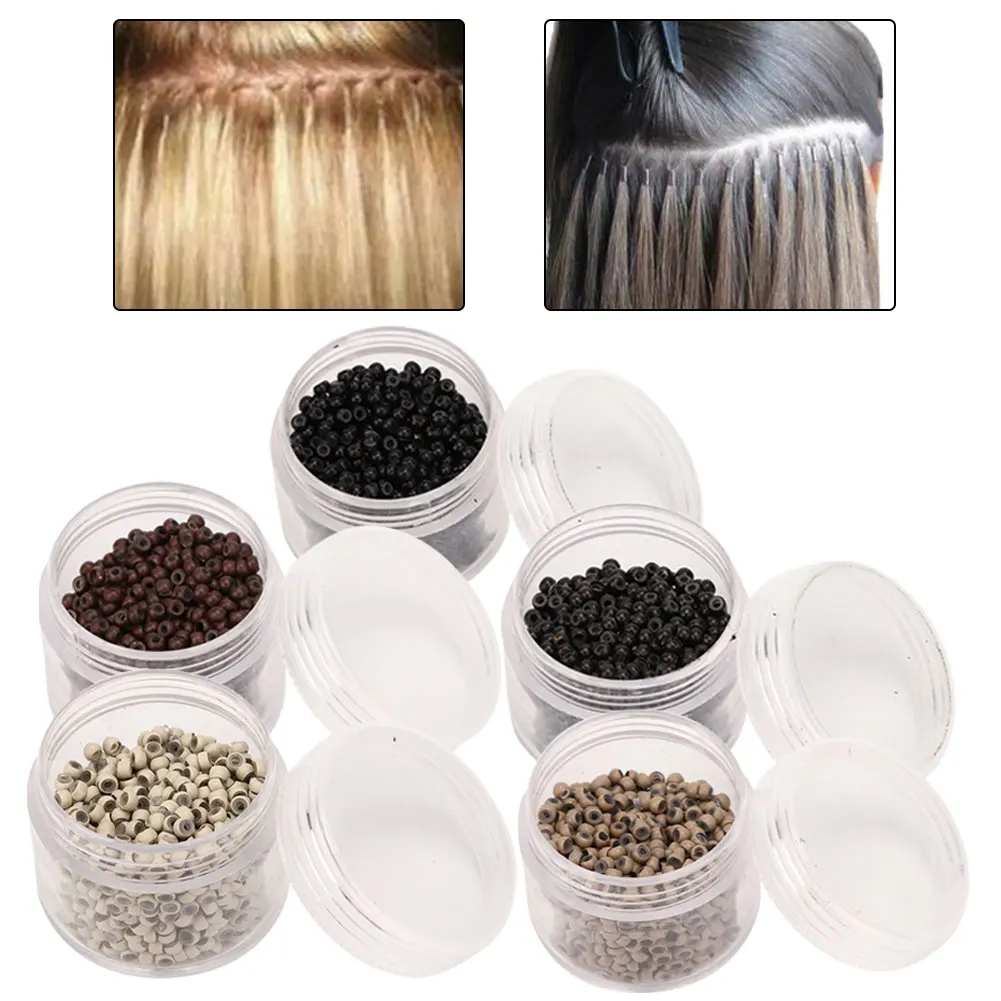 

Бусины для наращивания волос, 1000 шт., 3 мм x 2 мм, силиконовые звенья, кольца, бусины, кольцо для наращивания волос, инструмент для наращивания волос