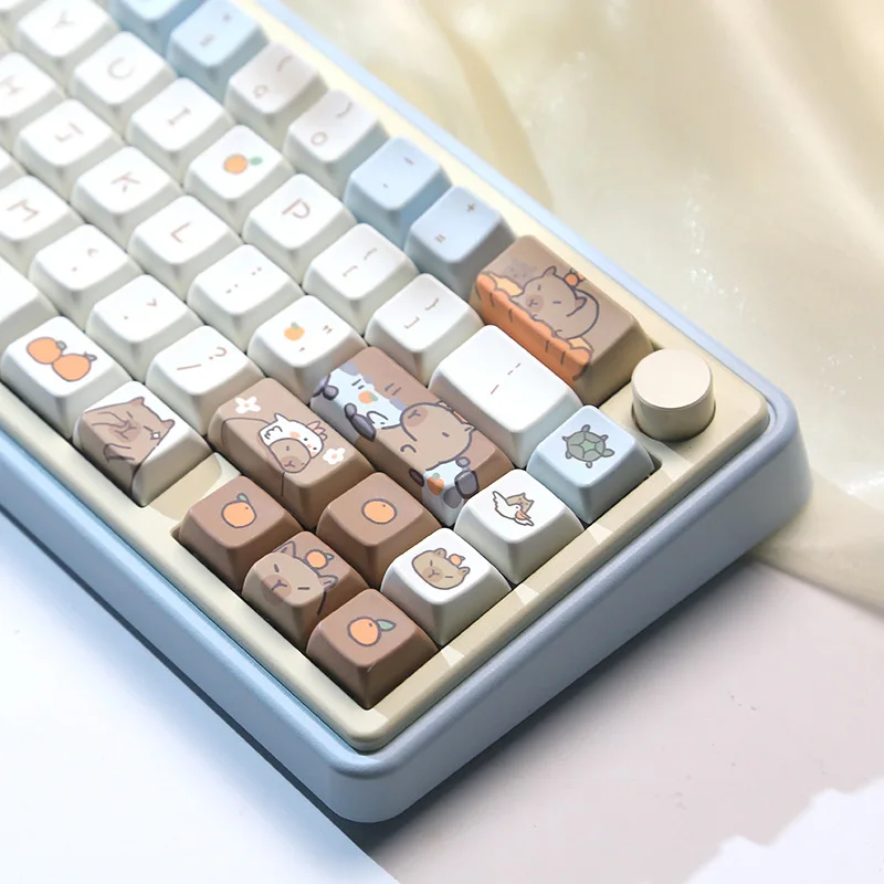 Mda High Capybara لوحة المفاتيح الميكانيكية Keycap مخصص التسامي الحراري Pbt لطيف الحليب الأزرق المنزل Goodies هدية عيد ميلاد صبي فتاة