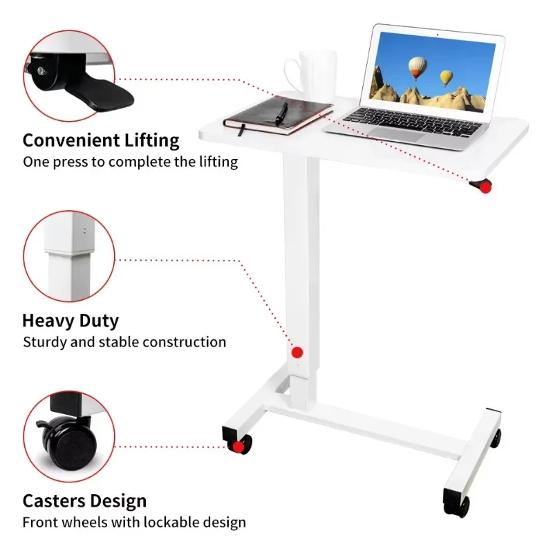 Wholesale Adjustable Bed Laptop Computer Desk Sofa Side Pneumatic Standing Table Rolling Removable Small Ergonomic Desktop