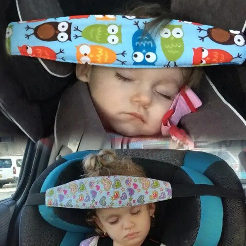 Kids Car Seat Head Support Pillow Soft Non-toxic Baby Sleep Headrest with Fixed Belt for Long Car Journeys