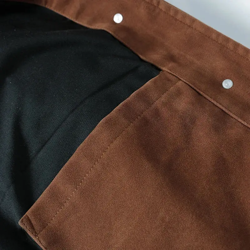 Jaqueta utilitária de camurça masculina, jaqueta vintage de couro marrom, jaqueta primavera outono, corta-vento, trench coats, roupas de outono