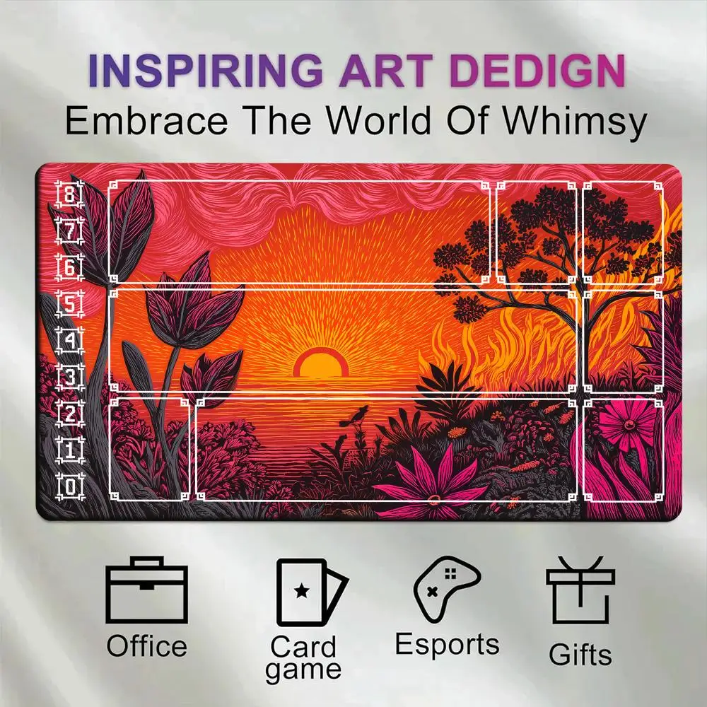 Card Playmat with Magic Zones Game Mats Tabletop rug TCG Card Battles Commander Gaming Mousepad Duel deskmat Flowers and plants