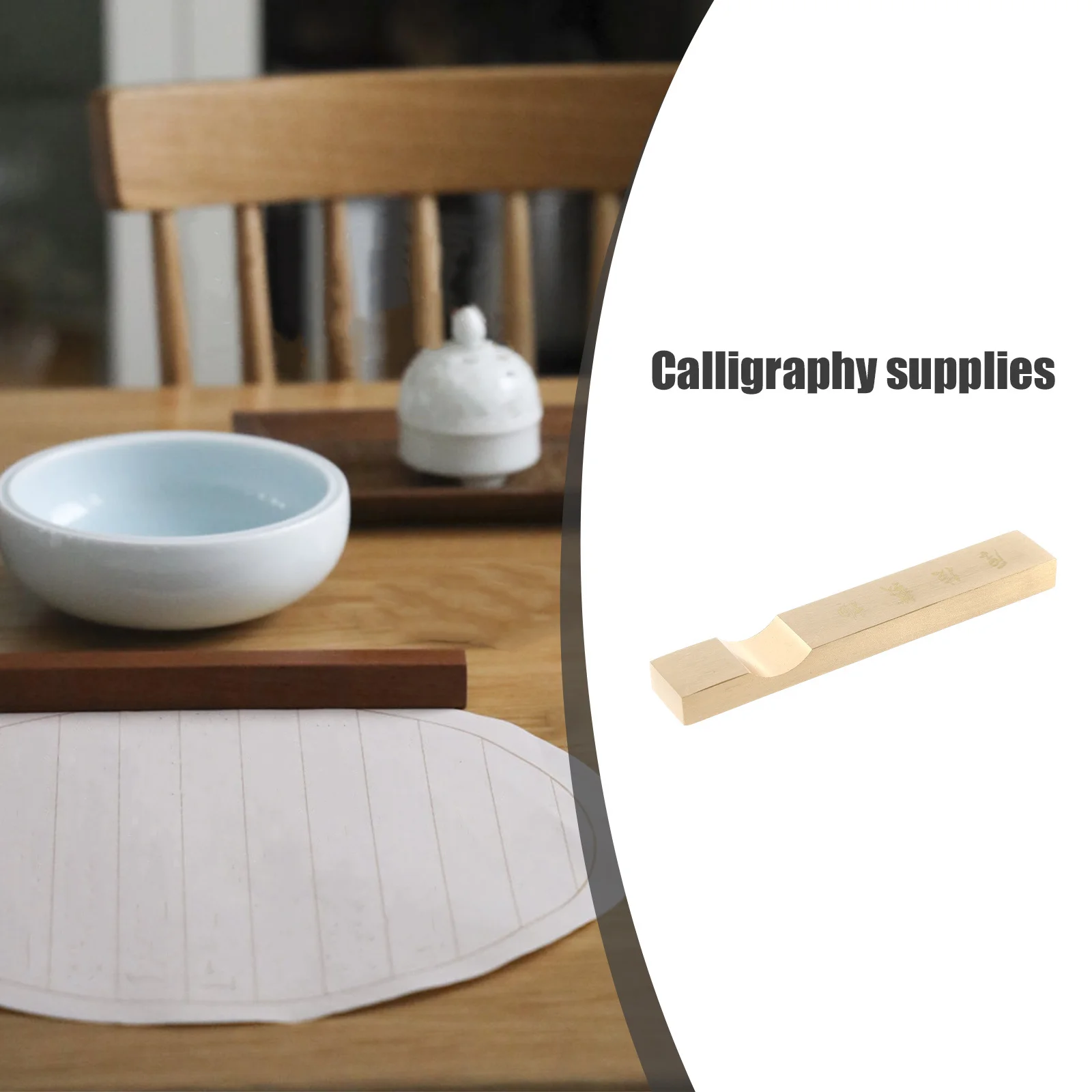 

1pcs Brass Chinese Calligraphy Paperweight Rectangular Smooth Edge Desktop Decorative Paper Weight For Practice Writing Painting