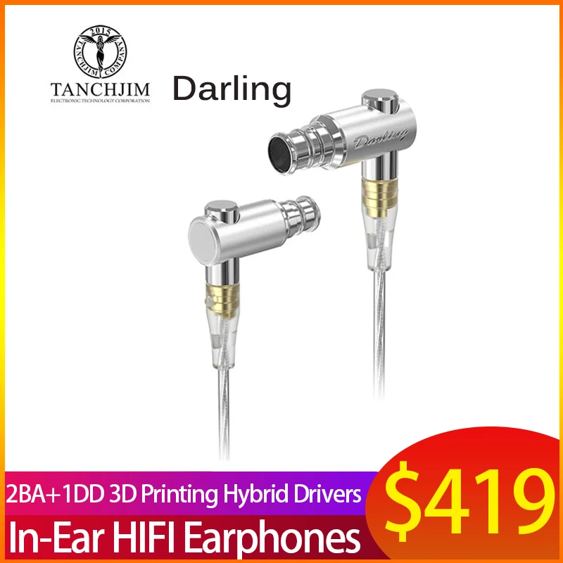 

TANCHJIM Darling In-Ear HIFI Earphones Hybrid Drivers Dynamic IEMs Wried Earphone Detachable MMCX Cable 2BA+1DD with 3D Printing