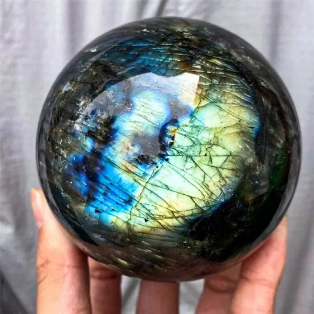 Esfera de bola de labradorita de 6-10cm, manualidades para decoración del hogar, cristales y piedras naturales lisas de alta calidad, bola curativa
