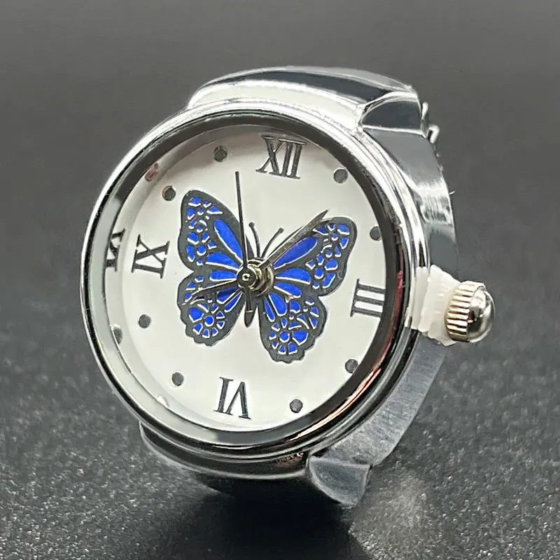 Hot male and female couples simple atmosphere all-match quartz ring watch butterfly Roman numerals surface