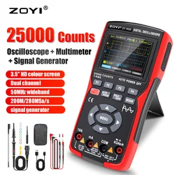 ZT703S 3 in1 multimetro digitale 50MHz larghezza di banda 280MS Rate PC Waveform Data Storage Dual oscilloscopio generatore di segnale Tester
