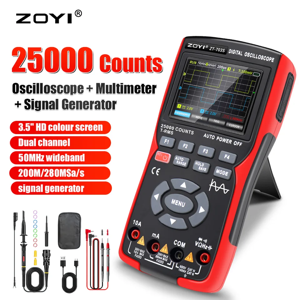 ZT703S 3In1 Digital Multimeter 50MHz Bandwidth 280MS Rate PC