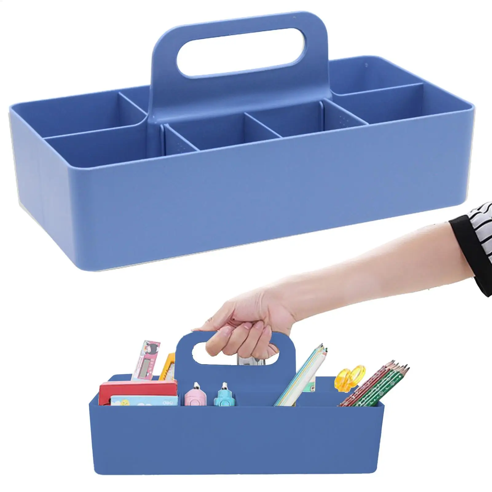 

Коробка для отделки с несколькими сетками и ручкой-разделителем, настольная корзина, пластиковый ящик для хранения, органайзер для ванной комнаты, школьные принадлежности для студентов