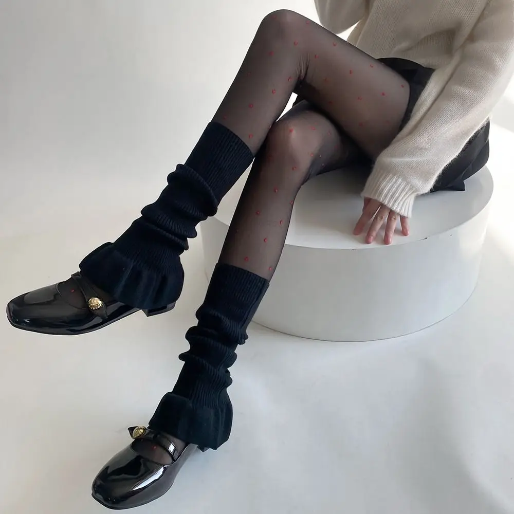 

Сплошной цвет, вязаный чехол для ног в балетном стиле, эластичный чехол для ботинок Лолиты Y2K, теплые дышащие носки средней длины, уличная одежда