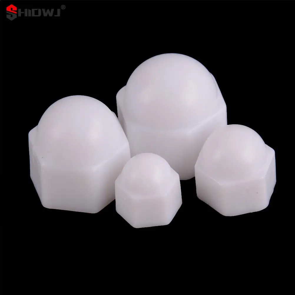 10Pcs/set M6 M8 M10 M12 White Dome Bolt Nut Protection Caps Cover Hex Hexagon Nuts Protection Cover Nuts Replacement Parts Caps