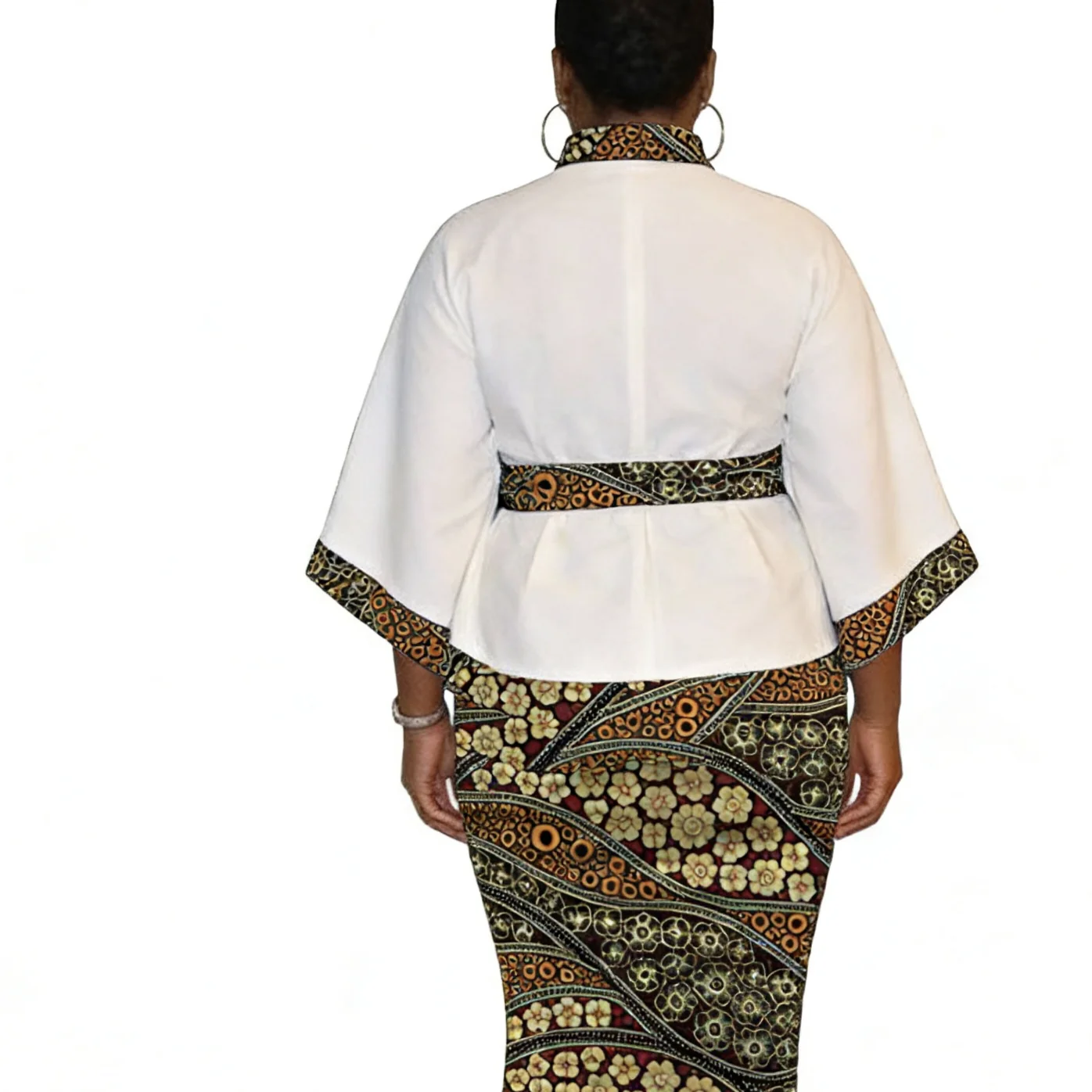 African Couture Women's Set Ankara Outfits Stand Collar Patchwork Blouse + Skirt Female Groom Suits Dashiki Top With Belt