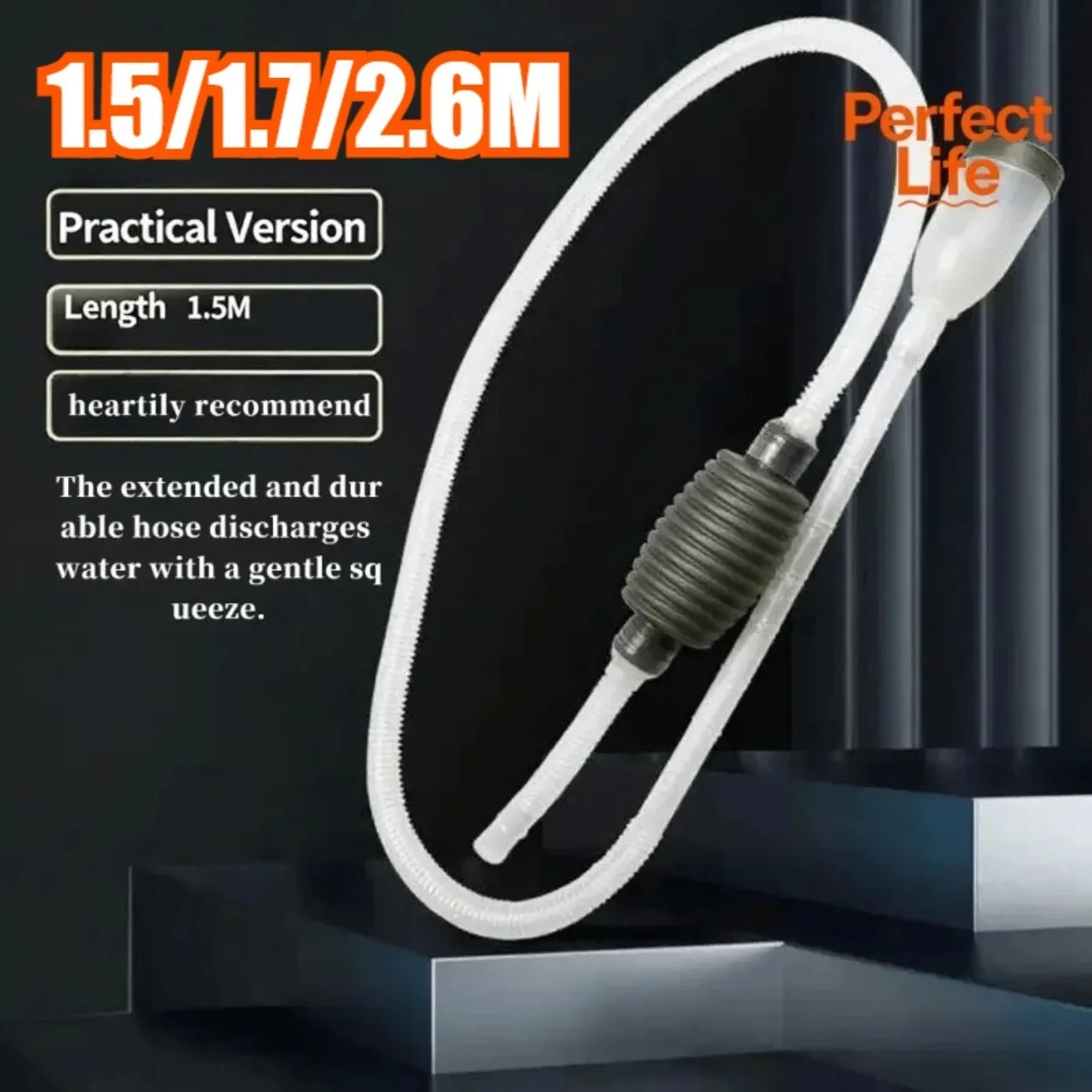 1.5/1.7/2.6m Aquarium Manual Water Changer Fish Tank Air Pump Cleaning Tools Handheld Aquarium Cleaner Vacuum Siphon Pump