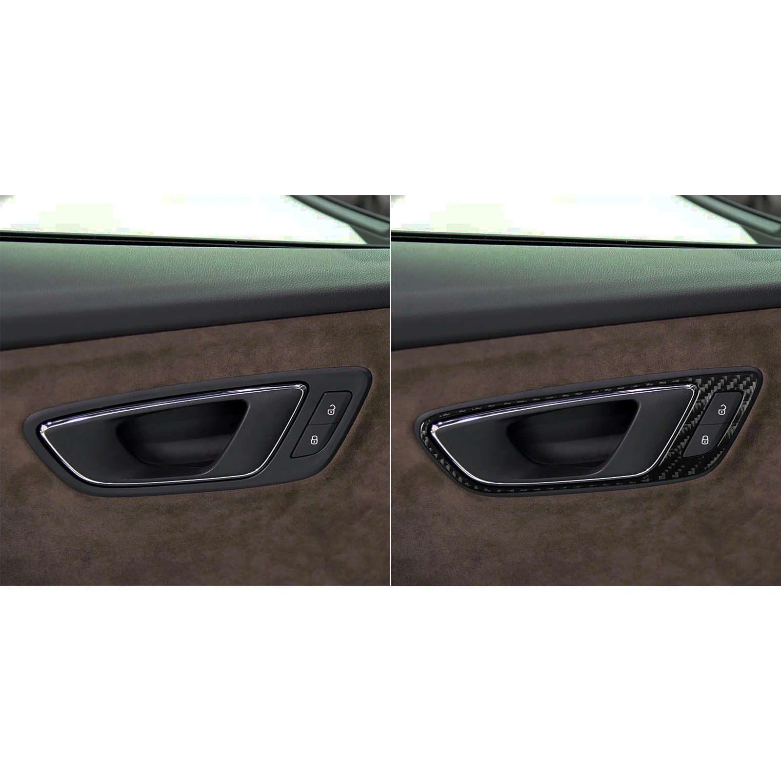 For Seat Leon MK3 2017-2019 Carbon Fiber Door Handle Switch Frame Panel Cover Trim Car Accessories Interior Decoration Sticker view 4