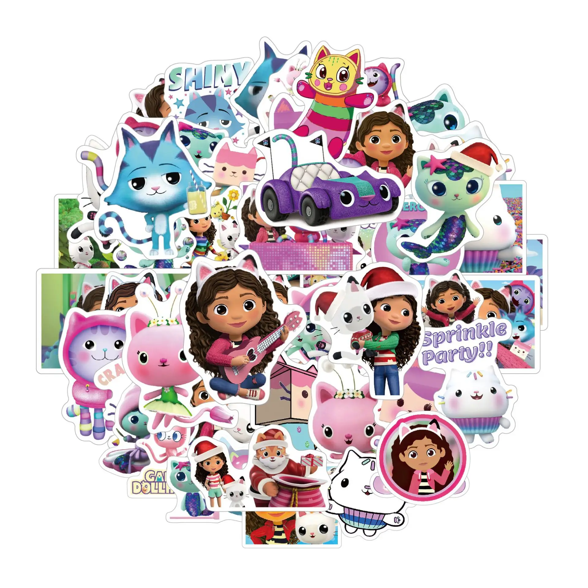 10/30/50PCS Gabby's Dollhouse Stickers Kids Toys Sticker Funny Animation Decals Cute Cat Cartoon Decoration Laptop Guitar Bike